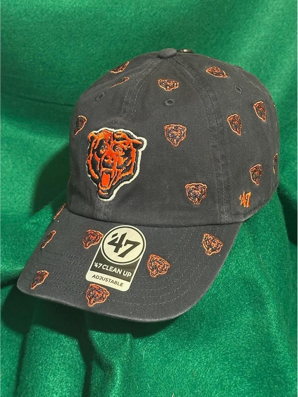 Chicago Bears 47 Brand Women's Team Logo Pattern Navy Adjustable Mom Hat OSFM